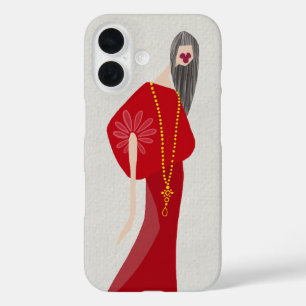 Scharlachrote Frauenmode Glamour Fashion Art iPhone 16 Hülle