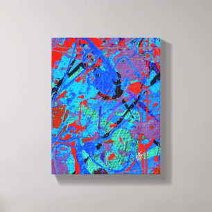 Scharlachrote Liebe Rot Blaue Abstrakte Spritzer Leinwanddruck