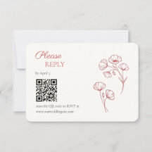 Scharlachrote Mohn-Hochzeits-RSVP-Karte