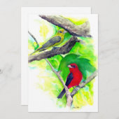 Scharlachrote Tanager Vögel Aquarellmalerei Dankeskarte (Vorne/Hinten)