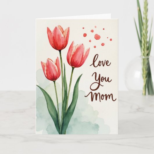 Scharlachrote Tulpen lieben dich Mutter Karte (Vorderseite)