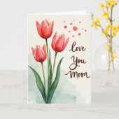 Scharlachrote Tulpen lieben dich Mutter Karte (Gelbe Blume)
