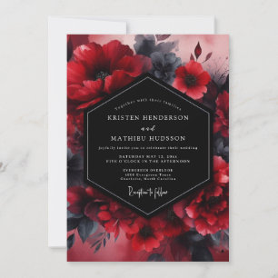 Scharlachrote Twilight Flora Hochzeit Einladung