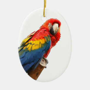 Scharlachroter Ara Ovaler Schmuck Keramikornament