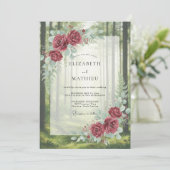 Scharlachroter Blätterwald-Hochzeit Einladung (Stehend Vorderseite)