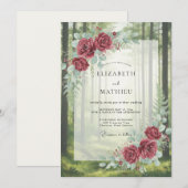 Scharlachroter Blätterwald-Hochzeit Einladung (Vorne/Hinten)