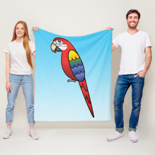 Scharlachroter Cartoon Ara Papagei Vogel Fleecedecke