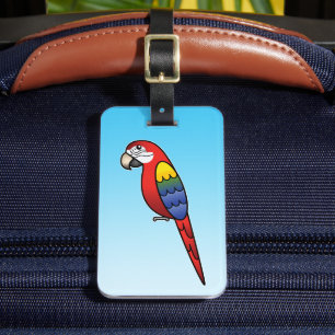 Scharlachroter Cartoon Ara Papagei Vogel Gepäckanhänger