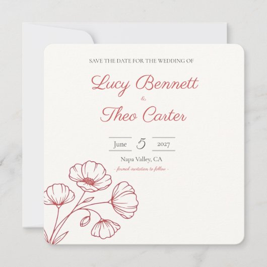 Scharlachroter Mohn Save-the-Date-Karte Save The Date (Vorderseite)
