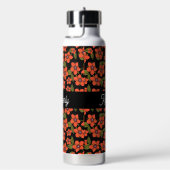 Scharlachroter Pimpernell-Wasserfarben-Monogramm-N Trinkflasche (rechts)