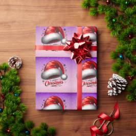 Scharlachroter Santa-Hut-Glanz  Geschenkpapier