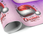 Scharlachroter Santa-Hut-Glanz Geschenkpapier (Rolleneckpunkt)