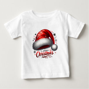 Scharlachroter Weihnachtsmannhut-Glanz Baby T-shirt