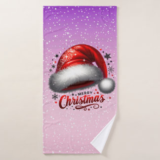 Scharlachroter Weihnachtsmannhut-Glanz Badehandtuch