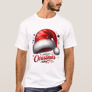 Scharlachroter Weihnachtsmannhut-Glanz T-Shirt