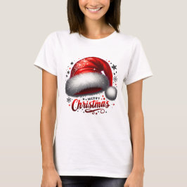Scharlachroter Weihnachtsmannhut-Glanz T-Shirt