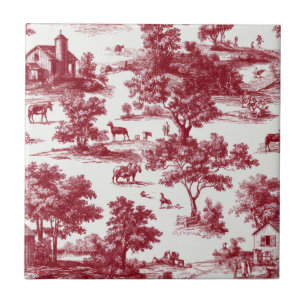 Scharlachrotes französisches Toile-Muster Fliese