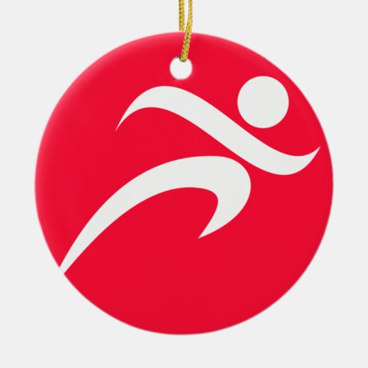 Scharlachrotes Laufen Keramikornament (Vorne)