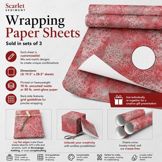 Scharlachrotes Sediment Geschenkpapier Set