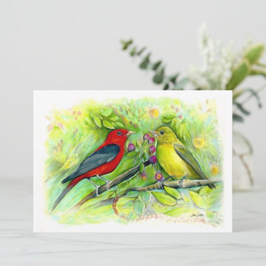 Scharlachteppiche Aquarellfarbener Bleistift Zeich Mitteilungskarte (Stehend Vorderseite)