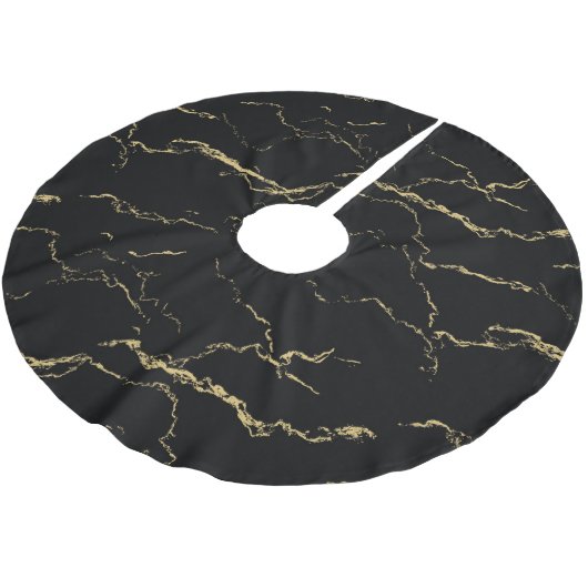 Scharzer Marmor mit Goldmuster Polyester Weihnachtsbaumdecke (Schrägansicht)