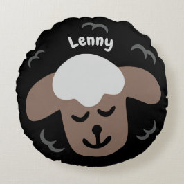 Scharzes Schaf - personalisierbares Kinderkissen Rundes Kissen