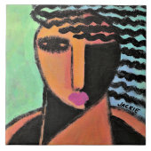 Schatten Abstraktes Portrait einer Frau Fliese (Vorderseite)