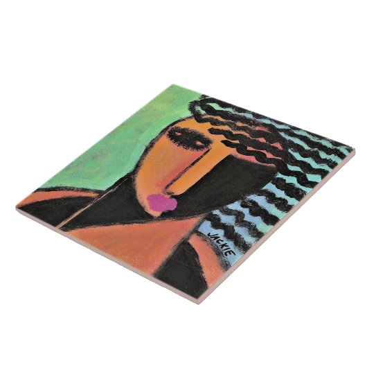 Schatten Abstraktes Portrait einer Frau Fliese (Seite)