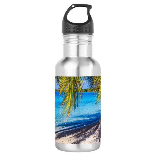 Schatten am Strand Edelstahlflasche (Vorderseite)