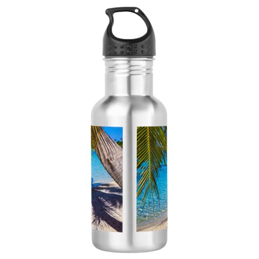 Schatten am Strand Edelstahlflasche (Rückseite)