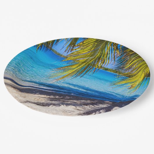 Schatten am Strand Pappteller (Schrägansicht)