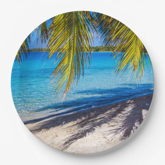 Schatten am Strand Pappteller (Vorderseite)