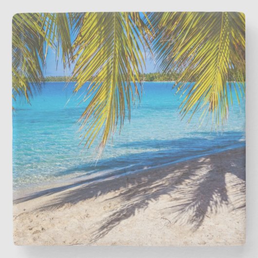 Schatten am Strand Steinuntersetzer (Vorderseite)