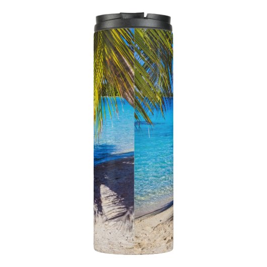 Schatten am Strand Thermosbecher (Rückseite)