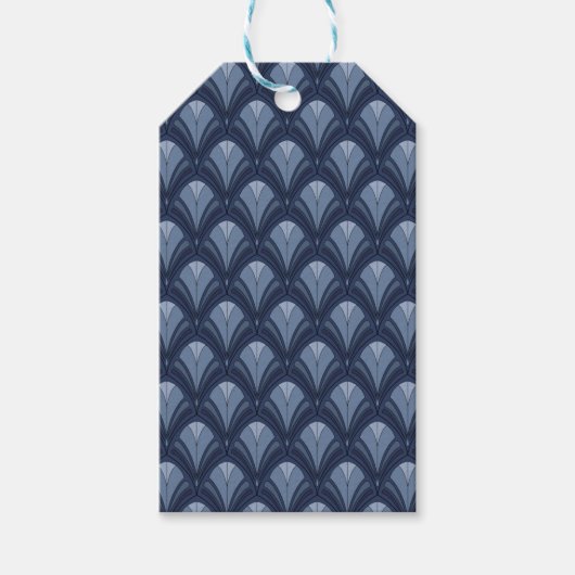 SCHATTEN BLAUER ART DECO-MUSTER GESCHENKANHÄNGER (Vorderseite)