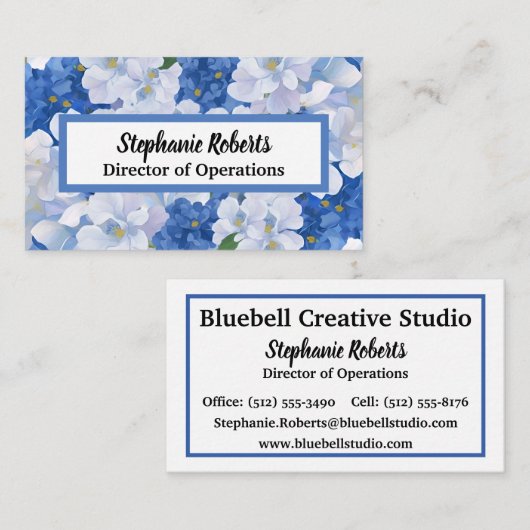 Schatten blauer Blumen Visitenkarte (Vorne/Hinten)