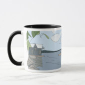 Schatten-Bucht-Panorama-Tasse [Schwarzes "Wecker"] Tasse (Links)