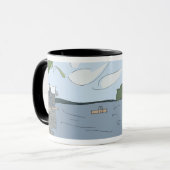 Schatten-Bucht-Panorama-Tasse [Schwarzes "Wecker"] Tasse (Vorderseite Links)