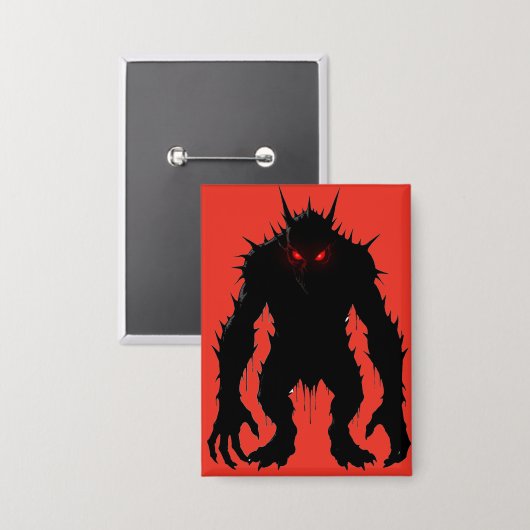 Schatten-Dämon-Monster Rote Augen Horror-Geschenk Button (Vorderseite/Rückseite)