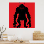 Schatten-Dämon-Monster Rote Augen Horror-Geschenk Poster (Küche)