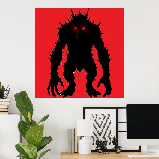 Schatten-Dämon-Monster Rote Augen Horror-Geschenk Poster (Heimbüro)
