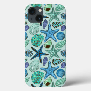 Schatten der blauen Seashells und des Case-Mate iPhone Hülle