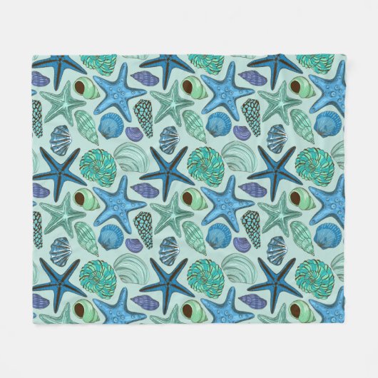 Schatten der blauen Seashells und des Fleecedecke (Vorderseite (Horizontal))
