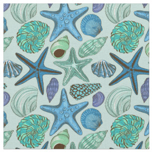 Schatten der blauen Seashells und des Stoff
