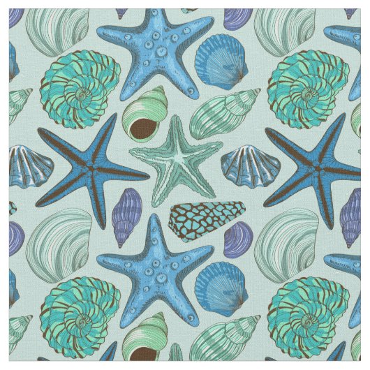 Schatten der blauen Seashells und des Stoff (Nahaufnahme)