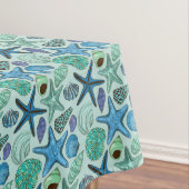 Schatten der blauen Seashells und des Tischdecke (Beispiel)