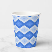 Schatten des blauen Rautenmusters Pappbecher (Rückseite)