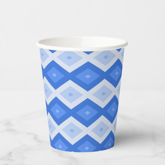 Schatten des blauen Rautenmusters Pappbecher (Links)