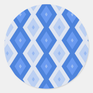 Schatten des blauen Rautenmusters Runder Aufkleber