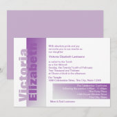 Schatten des Lila Bat Mitzvah Einladung (Vorne/Hinten)